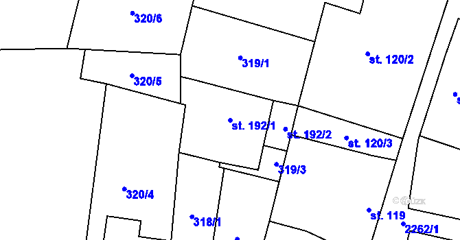 Parcela st. 192/1 v KÚ Sedliště u Častonína, Katastrální mapa