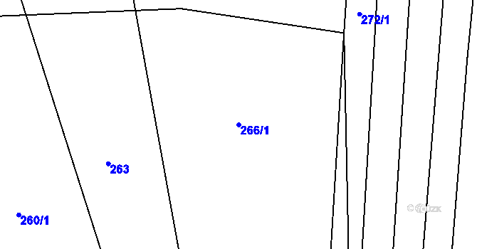 Parcela st. 266/1 v KÚ Sedliště u Častonína, Katastrální mapa