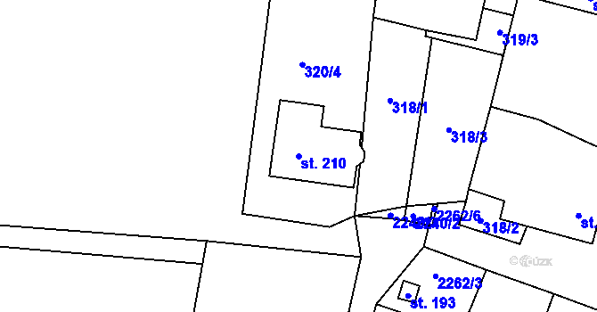 Parcela st. 210 v KÚ Sedliště u Častonína, Katastrální mapa