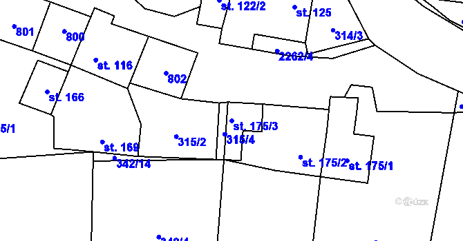 Parcela st. 175/3 v KÚ Sedliště u Častonína, Katastrální mapa