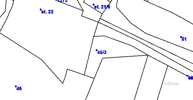 Parcela st. 45/3 v KÚ Ctiboř u Častrova, Katastrální mapa