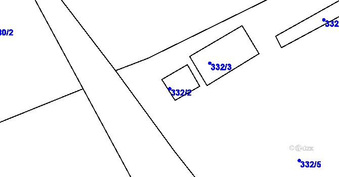 Parcela st. 332/2 v KÚ Ctiboř u Častrova, Katastrální mapa