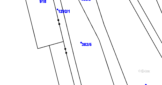 Parcela st. 382/5 v KÚ Ctiboř u Častrova, Katastrální mapa