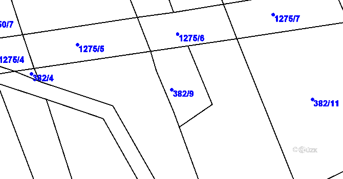 Parcela st. 382/9 v KÚ Ctiboř u Častrova, Katastrální mapa