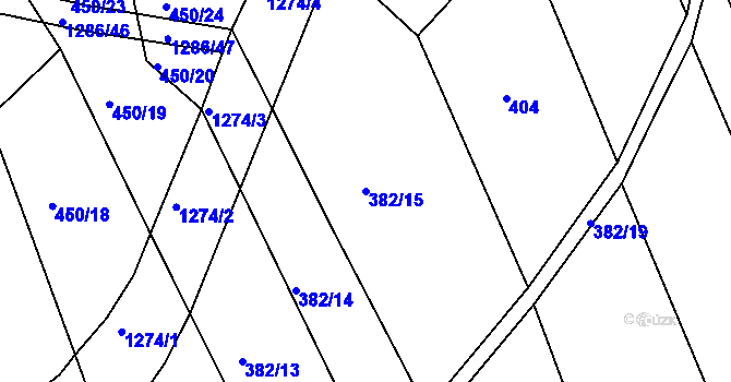 Parcela st. 382/15 v KÚ Ctiboř u Častrova, Katastrální mapa