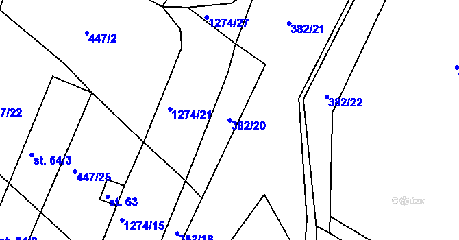 Parcela st. 382/20 v KÚ Ctiboř u Častrova, Katastrální mapa