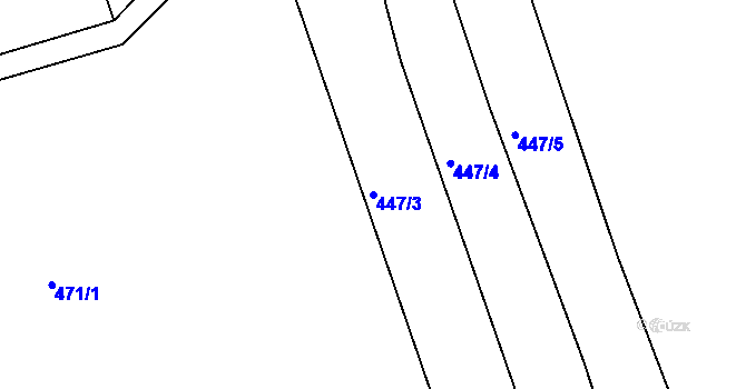 Parcela st. 447/3 v KÚ Ctiboř u Častrova, Katastrální mapa
