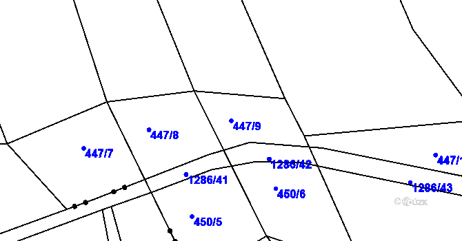 Parcela st. 447/9 v KÚ Ctiboř u Častrova, Katastrální mapa