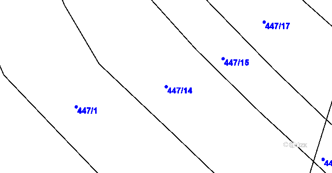 Parcela st. 447/14 v KÚ Ctiboř u Častrova, Katastrální mapa