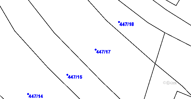 Parcela st. 447/17 v KÚ Ctiboř u Častrova, Katastrální mapa