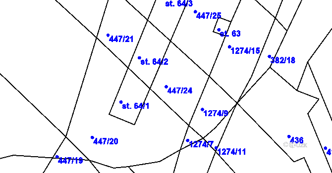 Parcela st. 447/24 v KÚ Ctiboř u Častrova, Katastrální mapa