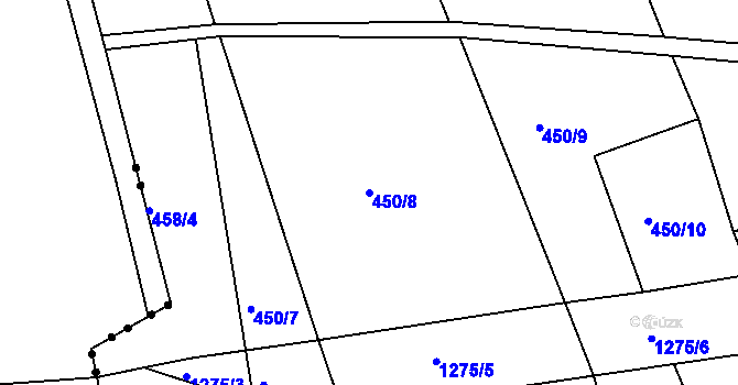 Parcela st. 450/8 v KÚ Ctiboř u Častrova, Katastrální mapa