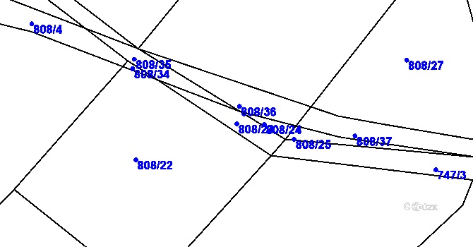 Parcela st. 808/23 v KÚ Ctiboř u Častrova, Katastrální mapa