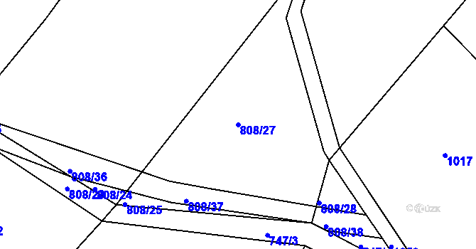 Parcela st. 808/27 v KÚ Ctiboř u Častrova, Katastrální mapa