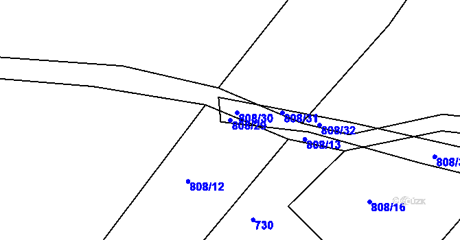 Parcela st. 808/29 v KÚ Ctiboř u Častrova, Katastrální mapa