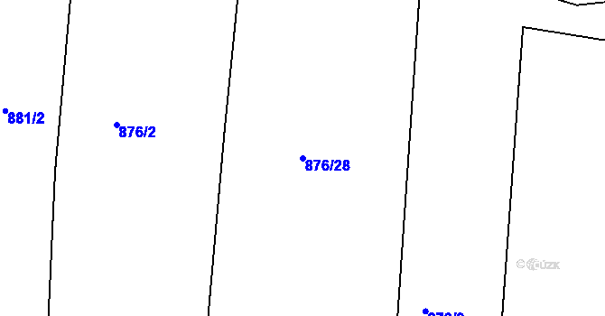 Parcela st. 876/28 v KÚ Ctiboř u Častrova, Katastrální mapa