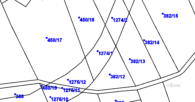 Parcela st. 1274/1 v KÚ Ctiboř u Častrova, Katastrální mapa