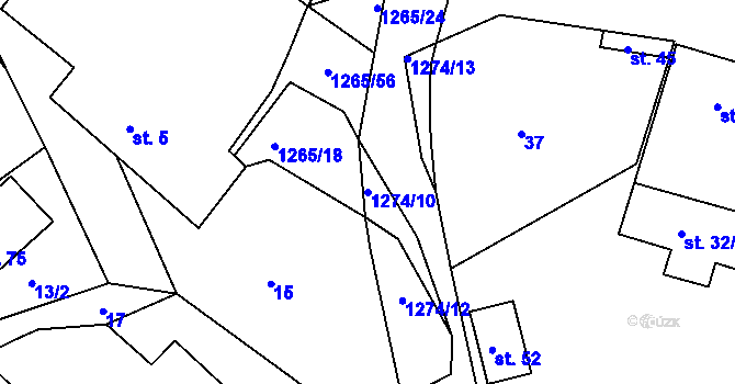 Parcela st. 1274/10 v KÚ Ctiboř u Častrova, Katastrální mapa