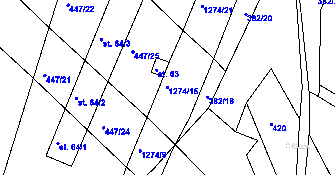Parcela st. 1274/15 v KÚ Ctiboř u Častrova, Katastrální mapa