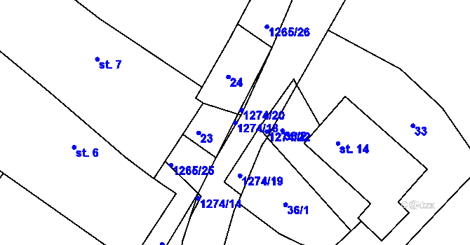Parcela st. 1274/18 v KÚ Ctiboř u Častrova, Katastrální mapa