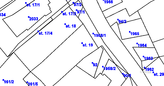Parcela st. 19 v KÚ Častrov, Katastrální mapa