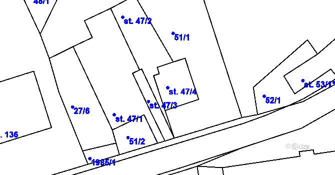 Parcela st. 47/4 v KÚ Častrov, Katastrální mapa