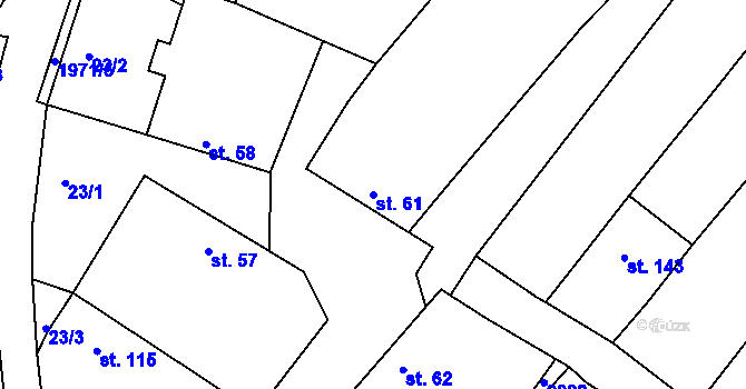 Parcela st. 61 v KÚ Častrov, Katastrální mapa