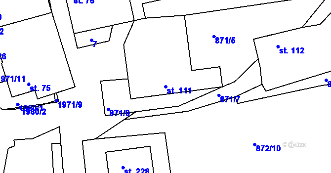 Parcela st. 111 v KÚ Častrov, Katastrální mapa
