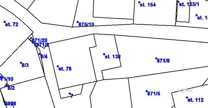 Parcela st. 138 v KÚ Častrov, Katastrální mapa