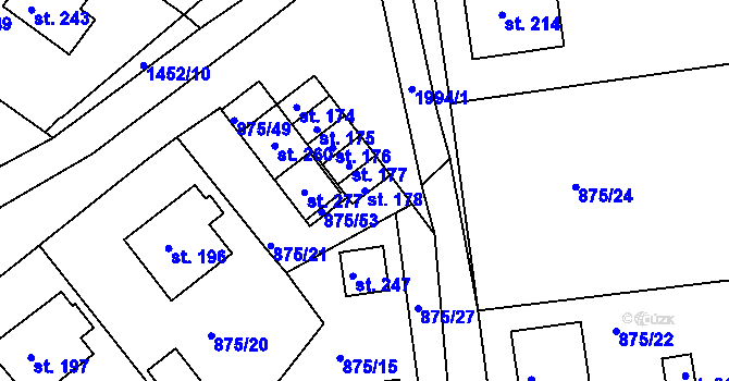 Parcela st. 178 v KÚ Častrov, Katastrální mapa