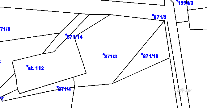 Parcela st. 871/3 v KÚ Častrov, Katastrální mapa