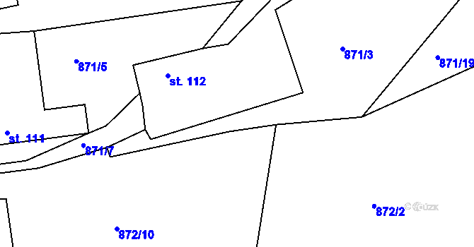 Parcela st. 871/4 v KÚ Častrov, Katastrální mapa