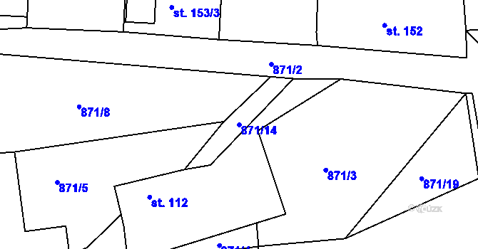 Parcela st. 871/14 v KÚ Častrov, Katastrální mapa