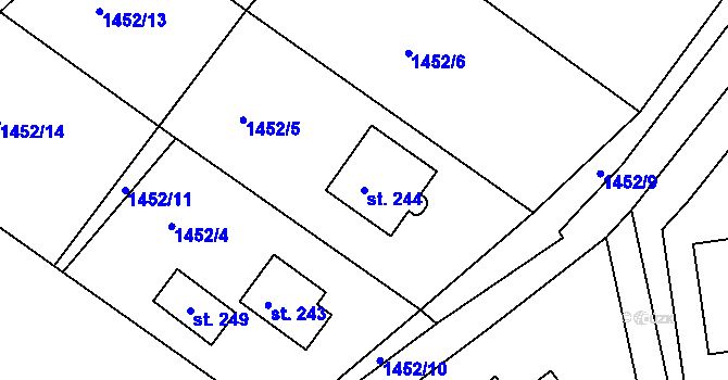 Parcela st. 244 v KÚ Častrov, Katastrální mapa