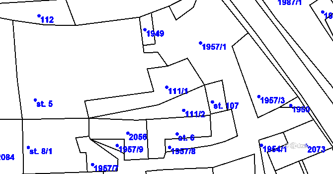 Parcela st. 111/1 v KÚ Častrov, Katastrální mapa
