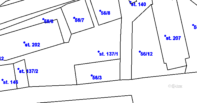 Parcela st. 137/1 v KÚ Častrov, Katastrální mapa