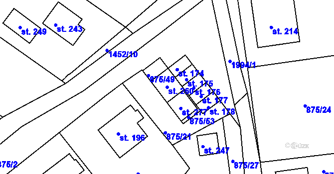 Parcela st. 260 v KÚ Častrov, Katastrální mapa