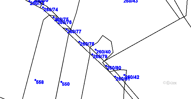 Parcela st. 260/40 v KÚ Častrov, Katastrální mapa