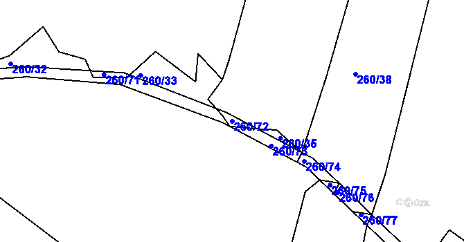 Parcela st. 260/72 v KÚ Častrov, Katastrální mapa
