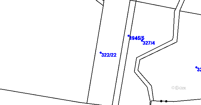 Parcela st. 322/22 v KÚ Častrov, Katastrální mapa