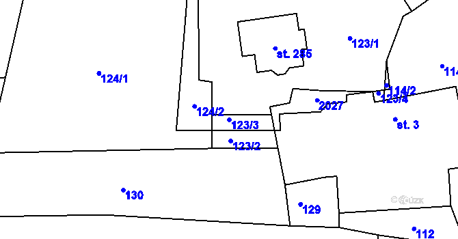 Parcela st. 123/3 v KÚ Častrov, Katastrální mapa