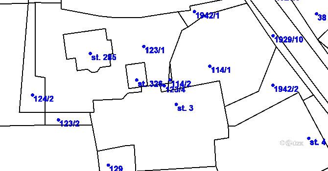 Parcela st. 123/4 v KÚ Častrov, Katastrální mapa