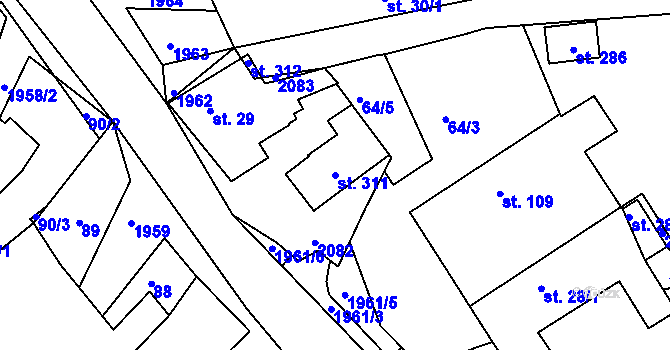 Parcela st. 311 v KÚ Častrov, Katastrální mapa