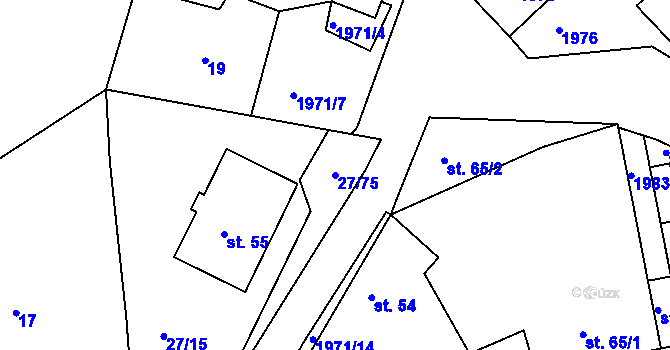 Parcela st. 27/75 v KÚ Častrov, Katastrální mapa