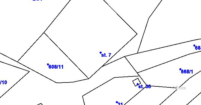 Parcela st. 7 v KÚ Jakubín, Katastrální mapa