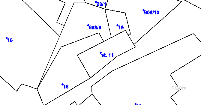 Parcela st. 11 v KÚ Jakubín, Katastrální mapa