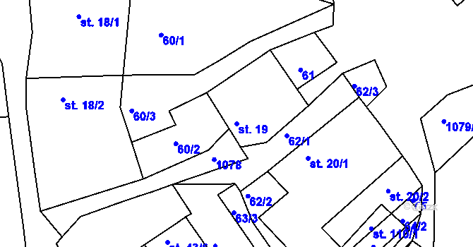 Parcela st. 19 v KÚ Metánov, Katastrální mapa