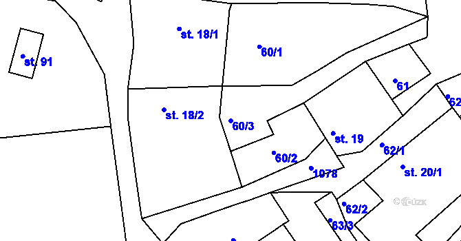 Parcela st. 60/3 v KÚ Metánov, Katastrální mapa