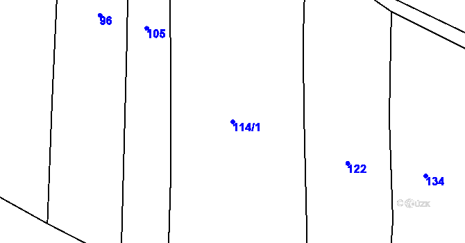 Parcela st. 114/1 v KÚ Metánov, Katastrální mapa