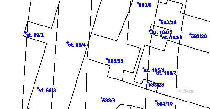 Parcela st. 69/6 v KÚ Metánov, Katastrální mapa